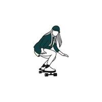 People with skateboard lifestyle illustration design vector