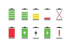 Phone battery charge status flat symbols. Vector icon illustration