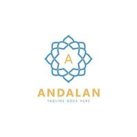 Simple Elegant Initial Letter  A Logo Design. Circular pattern in form of mandala oriental pattern islam arabic indian turkish pakistan vector