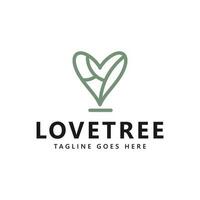 Love tree logo design template, vector icon illustration