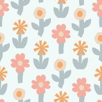 Beautiful seamless pattern with different Flowers. Vector Floral texture. Cut Out modern flowers. Natural background perfect for prints, wrapping paper, stationery and branding