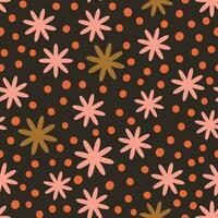 Abstract floral pattern in retro style. Simple vector texture with repeated shapes. Vector mid century background