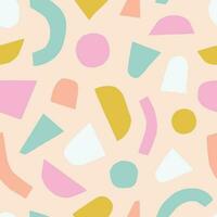 Modern Geometry seamless patter. Seamless vector texture with cut out shapes. Playful background in retro style with different forms and shapes