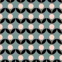 Abstract floral pattern in retro style. Simple vector texture with repeated shapes. Vector mid century background