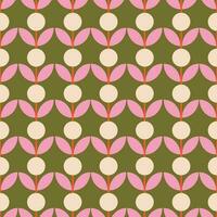 Abstract floral pattern in retro style. Simple vector texture with repeated shapes. Vector mid century background