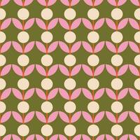 Abstract floral pattern in retro style. Simple vector texture with repeated shapes. Vector mid century background