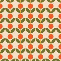 Abstract floral pattern in retro style. Simple vector texture with repeated shapes. Vector mid century background