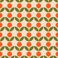 Abstract floral pattern in retro style. Simple vector texture with repeated shapes. Vector mid century background