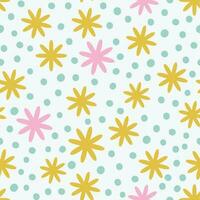 Abstract floral pattern in retro style. Simple vector texture with repeated shapes. Vector mid century background