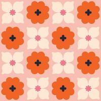 Abstract Floral tile seamless pattern. Vector Retro Flowers repetitive texture. Vintage floral background