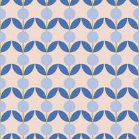 Abstract floral pattern in retro style. Simple vector texture with repeated shapes. Vector mid century background