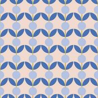 Abstract floral pattern in retro style. Simple vector texture with repeated shapes. Vector mid century background