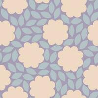 Beautiful seamless pattern with stylised Flowers and Leaves. Vector abstract floral texture. Decorative background in retro style