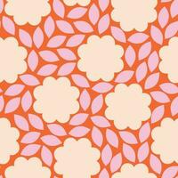 Beautiful seamless pattern with stylised Flowers and Leaves. Vector abstract floral texture. Decorative background in retro style