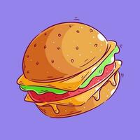 linda dibujos animados estilo hamburguesa diseño vector