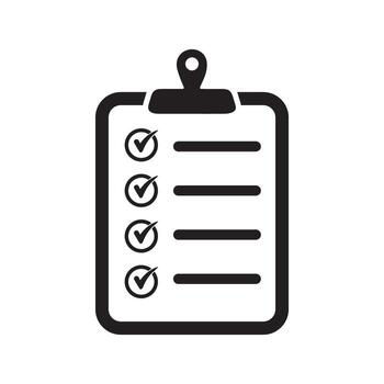 Clipboard with checklist icon, symbol for web site and app design. Vector illustration.