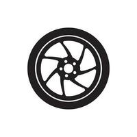 flat black wheel and tire with rim and shadow effect vector