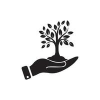 Plants icon isolated seedling on hand on a white background. vector