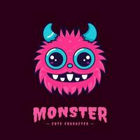 Playful and charming kawaii monster illustration, great for creating a fun and whimsical atmosphere vector