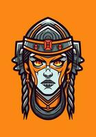 viking warrior girl illustration vector