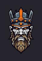 Unleash the undead fury of a zombie Viking warrior in this striking hand-drawn illustration vector