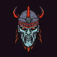 Dive into the dark realm of Norse mythology with a zombie Viking warrior, a haunting and fierce illustration vector