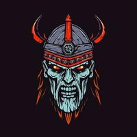 Dive into the dark realm of Norse mythology with a zombie Viking warrior, a haunting and fierce illustration vector