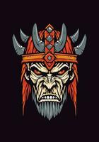 Dive into the dark realm of Norse mythology with a zombie Viking warrior, a haunting and fierce illustration vector