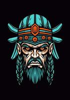 Unleash the undead fury of a zombie Viking warrior in this striking hand-drawn illustration vector