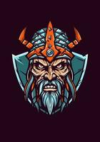 Unleash the undead fury of a zombie Viking warrior in this striking hand-drawn illustration vector