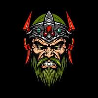 Dive into the dark realm of Norse mythology with a zombie Viking warrior, a haunting and fierce illustration vector