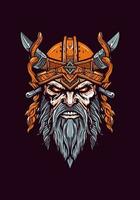 Dive into the dark realm of Norse mythology with a zombie Viking warrior, a haunting and fierce illustration vector