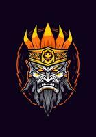 Dive into the dark realm of Norse mythology with a zombie Viking warrior, a haunting and fierce illustration vector