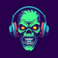 Dive into the world of the living dead with a zombie jamming out in headphones, a unique and captivating illustration vector