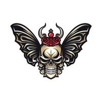 A captivating hand-drawn logo design featuring a skull with intricate wings, exuding edgy and rebellious vibes vector