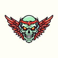 A captivating hand-drawn logo design featuring a skull with intricate wings, exuding edgy and rebellious vibes vector