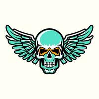 A captivating hand-drawn logo design featuring a skull with intricate wings, exuding edgy and rebellious vibes vector