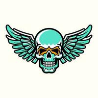 A captivating hand-drawn logo design featuring a skull with intricate wings, exuding edgy and rebellious vibes vector