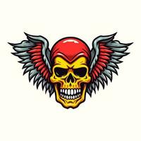 A captivating hand-drawn logo design featuring a skull with intricate wings, exuding edgy and rebellious vibes vector