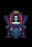 Queen princess zombie in a throne illustration vector