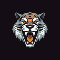 Striking hand drawn tiger logo design with intricate details and powerful presence. Ideal for brands seeking a strong and captivating image vector