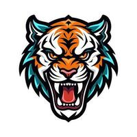 Expressive hand drawn tiger illustration in logo design, showcasing grace and strength. Perfect for brands wanting a touch of wild elegance vector