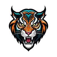 Expressive hand drawn tiger illustration in logo design, showcasing grace and strength. Perfect for brands wanting a touch of wild elegance vector