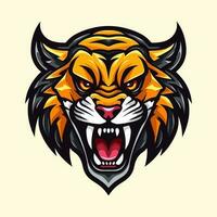 tiger hand drawn logo design illustration vector