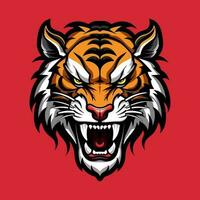 Striking hand drawn tiger logo design with intricate details and powerful presence. Ideal for brands seeking a strong and captivating image vector