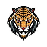 Majestic tiger hand drawn logo illustration capturing strength and beauty. Perfect for bold and fierce brand identities vector