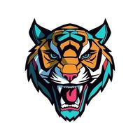 Majestic tiger hand drawn logo illustration capturing strength and beauty. Perfect for bold and fierce brand identities vector