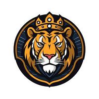 Striking hand drawn tiger logo design with intricate details and powerful presence. Ideal for brands seeking a strong and captivating image vector