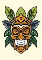 abrazo el espíritu de el islas con un de madera tiki máscara tribal logo. único, atrevido, y lleno de simbolismo, eso trae un toque de autenticidad a tu marca vector