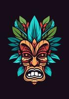 capturar el esencia de tribal Arte con un dibujado a mano de madera tiki máscara logo. sus rústico encanto y cultural significado hacer eso un destacar elección para tu marca vector